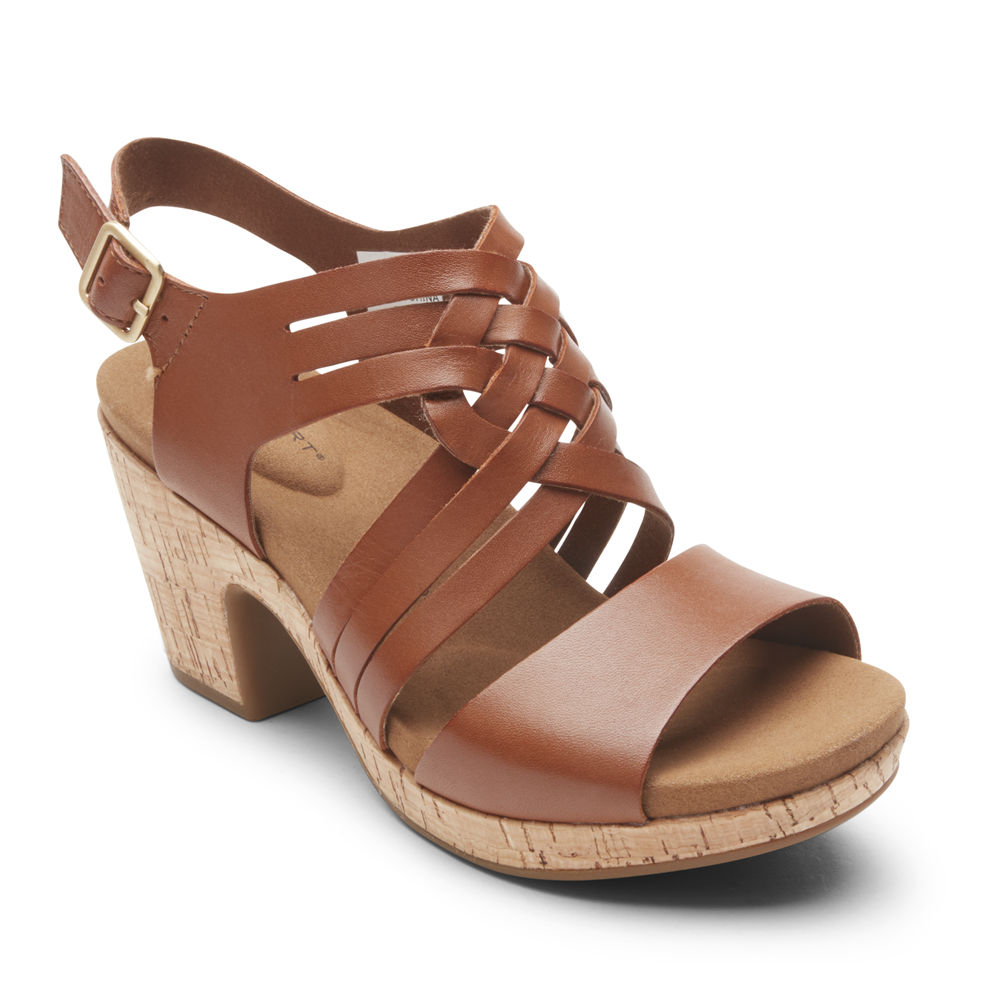 Rockport Womens Vivianne Woven Slingback - Sandals Brown - JHB821906